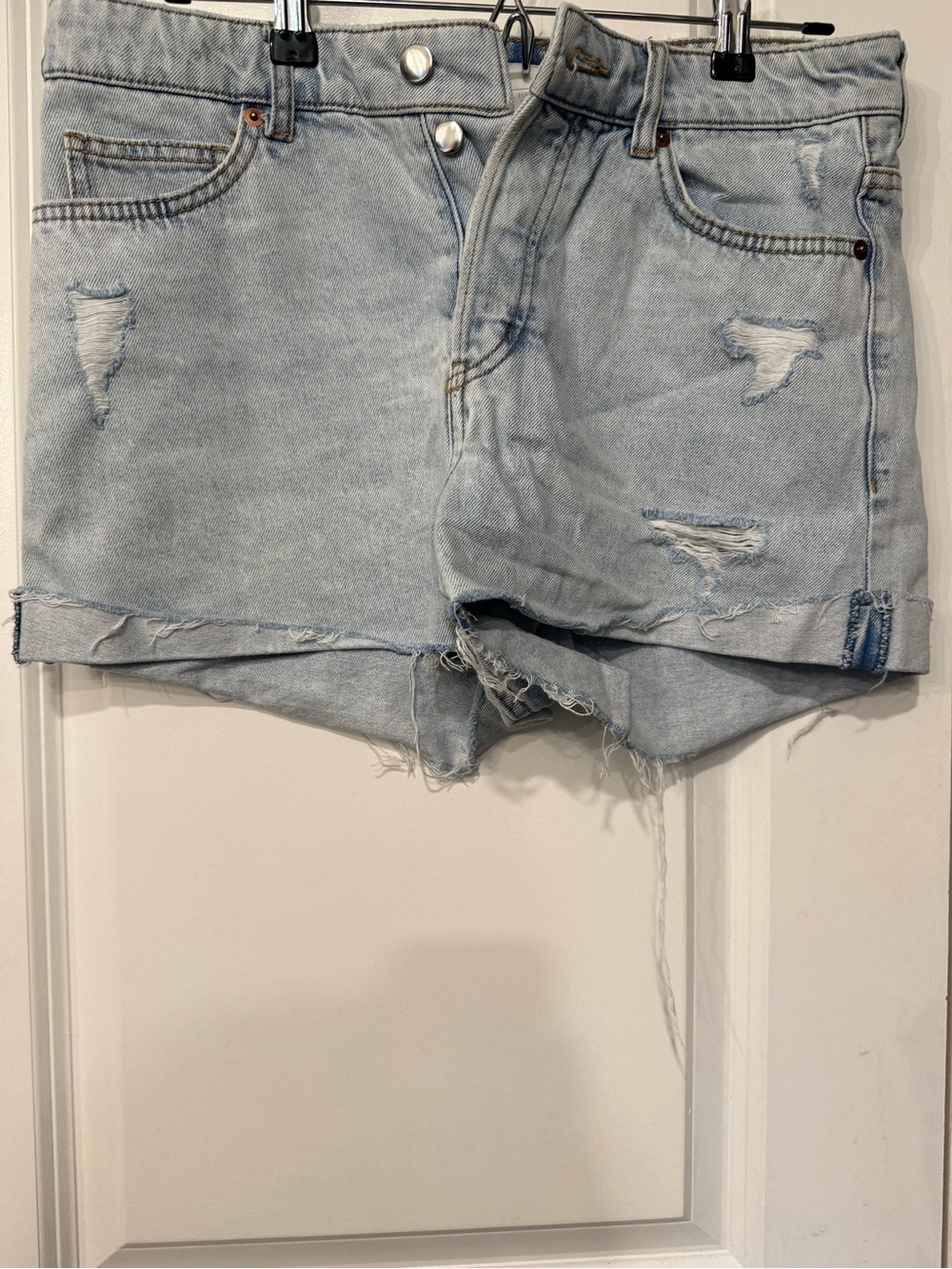 H&M Light Wash Distressed Denim Jean Shorts